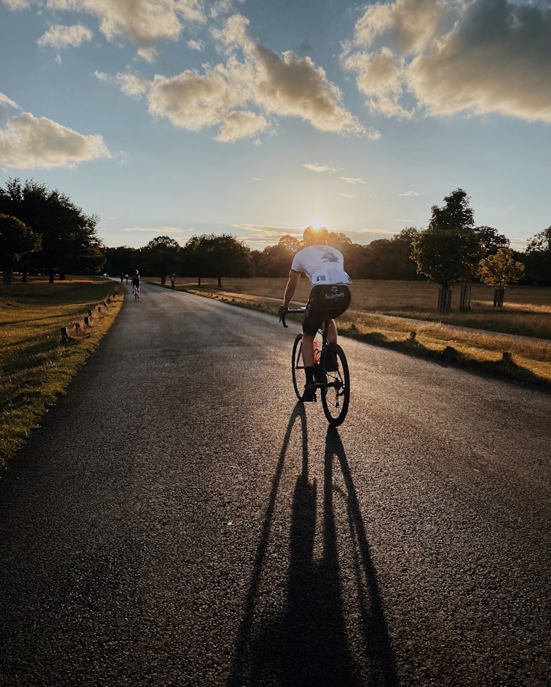 Cyclist on the open road