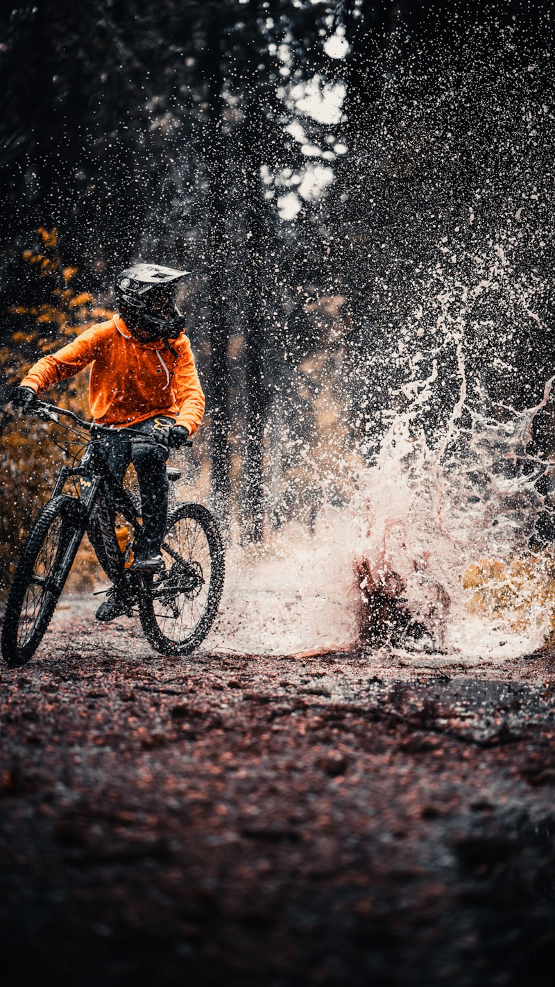 Mountain biker in action gear